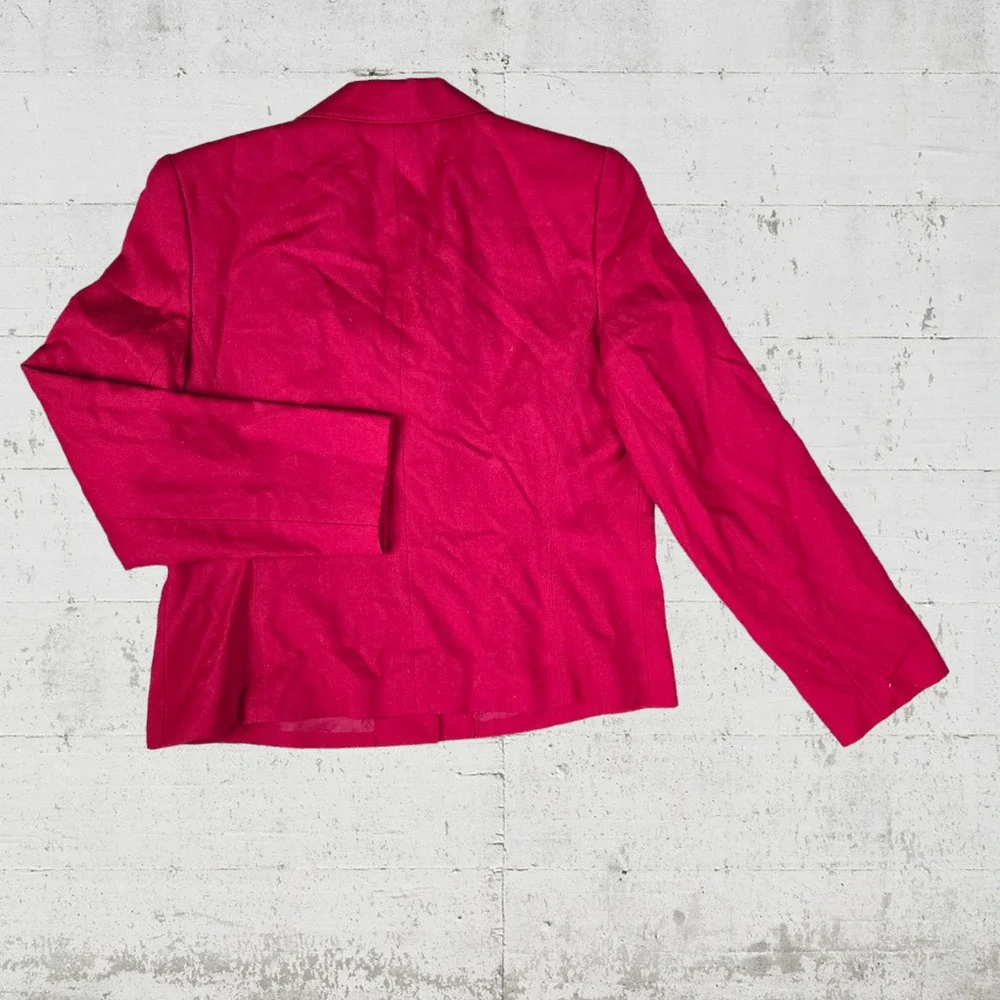90s Vintage Cherry Red Wool Single Breasted Blazer Talbots Jacket Size 12